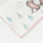 バニークラウド&レインドロップ-ピンク フリースブランケット (角)