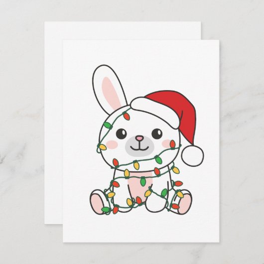 バニークリスマスウィンターアニマルズホリデーバニー シーズンカード (正面/裏面)