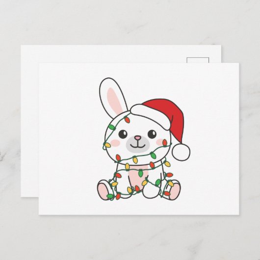 バニークリスマスウィンターアニマルズホリデーバニー シーズンポストカード (正面/裏面)