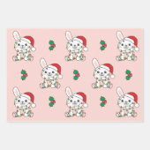 バニークリスマスウィンターアニマルズホリデーバニー ラッピングペーパーシート (正面)