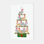 バニークリスマスツリーバニー動物愛好家クリスマス メタルオーナメント (正面左)