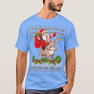 バニークリスマスパジャマス醜いサンタライディングバニークリスチム Tシャツ