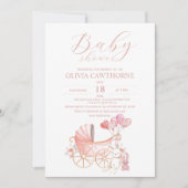 バニークレードルガールピンク赤ちゃんシャワーパーティー 招待状 (正面)