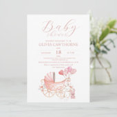 バニークレードルガールピンク赤ちゃんシャワーパーティー 招待状 (スタンド正面)