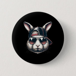 バニークール顔ウィズサングラスハッピーイースターボーイズメンズ 缶バッジ