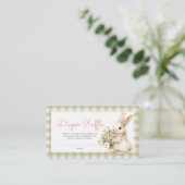 バニーグリーンジンガム赤ちゃんシャワーおむつラッフル エンクロージャーカード (スタンド正面)