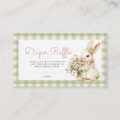 バニーグリーンジンガム赤ちゃんシャワーおむつラッフル エンクロージャーカード (正面)