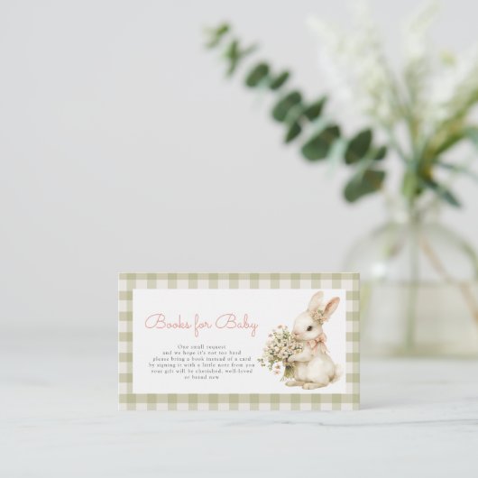 バニーグリーンジンガム赤ちゃんシャワーベビー エンクロージャーカード (スタンド正面)