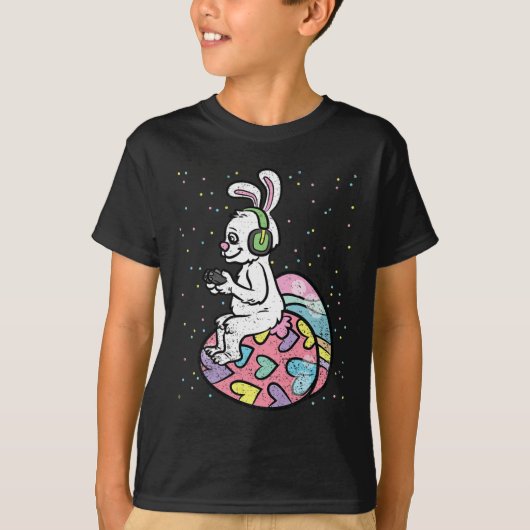 バニーゲーマーイースターゲーミングゲームコントローラー卵狩り Tシャツ (正面)
