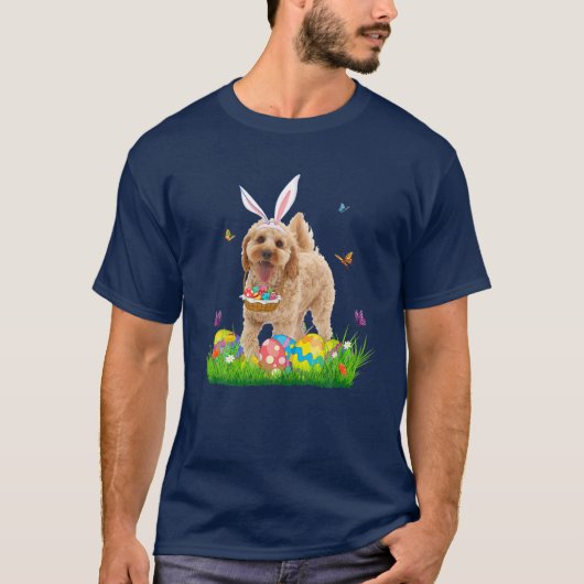 バニーコカプーウィズエッグバスケットイースター狩りエッグ Tシャツ (正面)