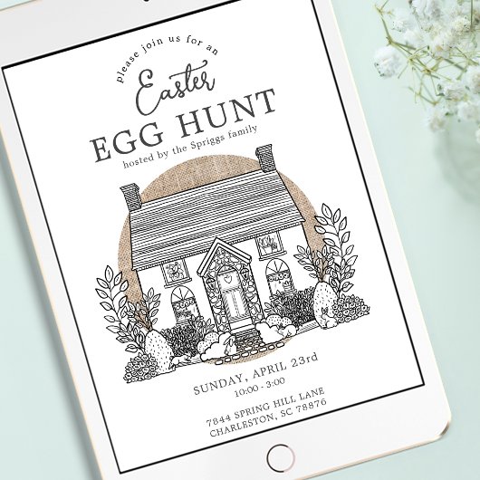 バニーコテージイースターエッグ狩りパーティの招待状 招待状