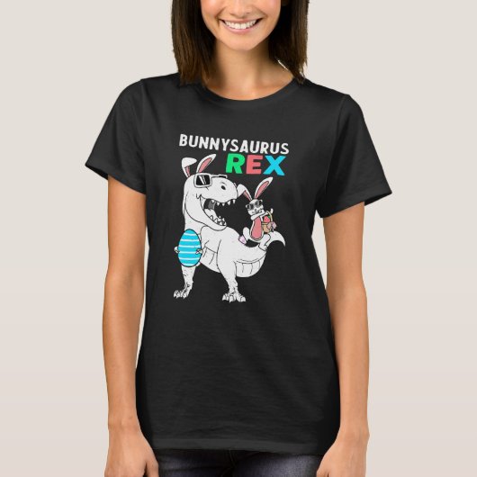 バニーサウルスイースターバニー恐竜Tレックス卵 Tシャツ (正面)