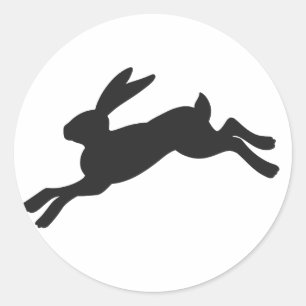 バニーシルエット-背景色を選択 ラウンドシール