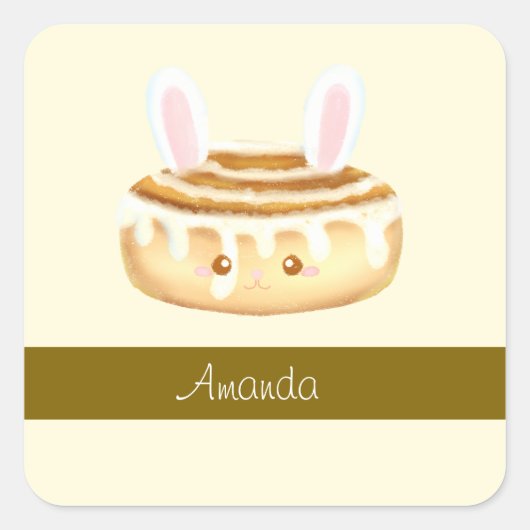 バニースイートデザートシナモンパン スクエアシール (正面)