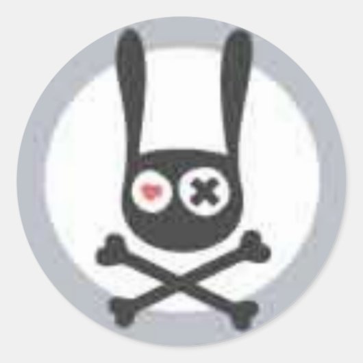 バニースカルとハートとXアイとのクロスボーン ラウンドシール (正面)