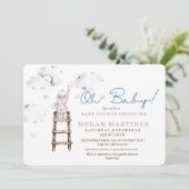 バニースターウォーターエレガントカラーボーイベビーシャワー 招待状 (スタンド正面)