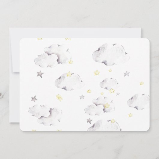 バニースターウォーターエレガントカラーボーイベビーシャワー 招待状 (裏面)