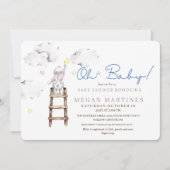 バニースターウォーターエレガントカラーボーイベビーシャワー 招待状 (正面)