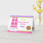 バニースリッパーズパジャマ&パンケーキ誕生日パーティー カード (黄色い花)