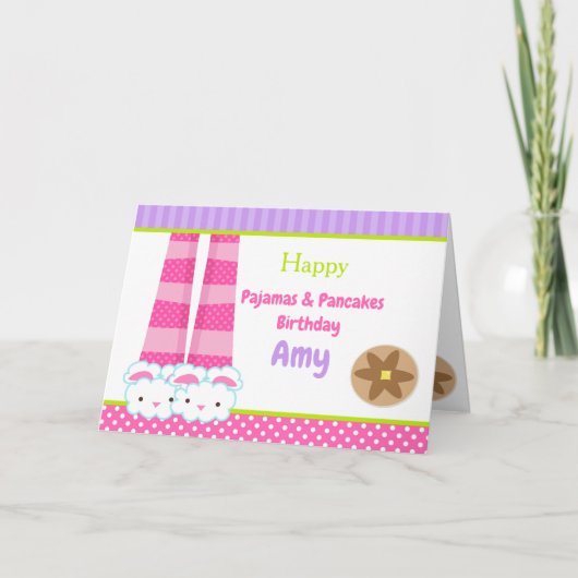 バニースリッパーズパジャマ&パンケーキ誕生日パーティー カード (正面)
