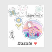 バニースーツのキッズイースターバニーユニコーンBunnicorn シール (シート)