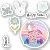 バニースーツのキッズイースターバニーユニコーンBunnicorn シール (正面)