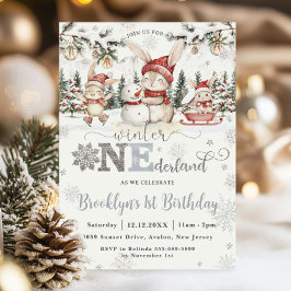 バニーズウィンターワンダーランドクリスマス1回目の誕生日 招待状