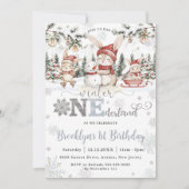 バニーズウィンターワンダーランドクリスマス1回目の誕生日 招待状 (正面)