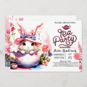 バニーズウォーターカラーティーパーティー 招待状 (正面/裏面)