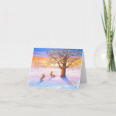 バニーズウサギ冬の風景ワイルドライフアート シーズンカード (正面)