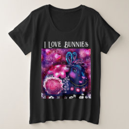 バニーズバニーお洒落ズ絵画アートピンク プラスサイズTシャツ