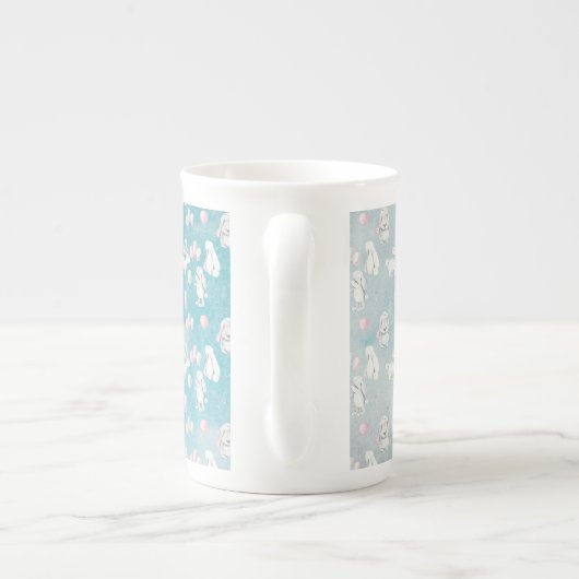 バニーズバニーの天国かわいい動物イラストレーション ボーンチャイナマグカップ (裏面)