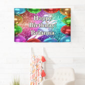 バニーチアリーダーパーソナライズされたキャラクター誕生日 横断幕 (インサイチュ)