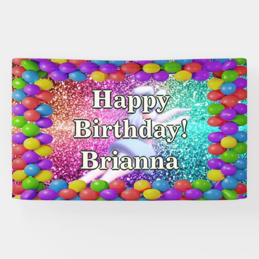 バニーチアリーダーパーソナライズされたキャラクター誕生日 横断幕 (横)