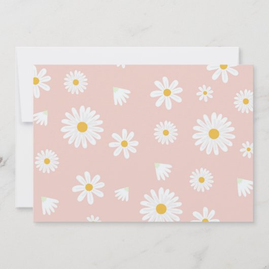 バニーデイジーピンクガール誕生日フォト招待状 招待状 (裏面)