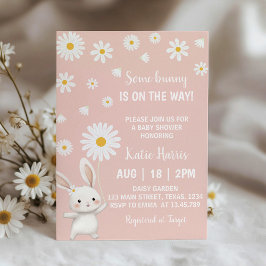 バニーデイジーピンクベビーシャワー招待状 招待状