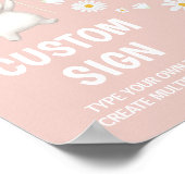 バニーデイジーファースト誕生日カスタムサイン ポスター (角)