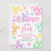 バニーデイジーフローラパステル春5th誕生日 招待状 (正面)