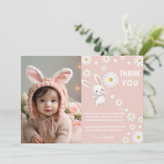 バニーデイジー1stバースデーフォトサンキューカード サンキューカード (スタンド正面)