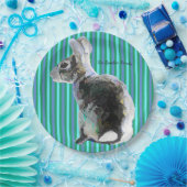 バニーデザイン紙プレートブルーストライプズ ペーパープレート (パーティー)