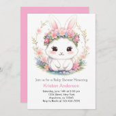 バニーデリライトガールベビーシャワー 招待状 (正面/裏面)