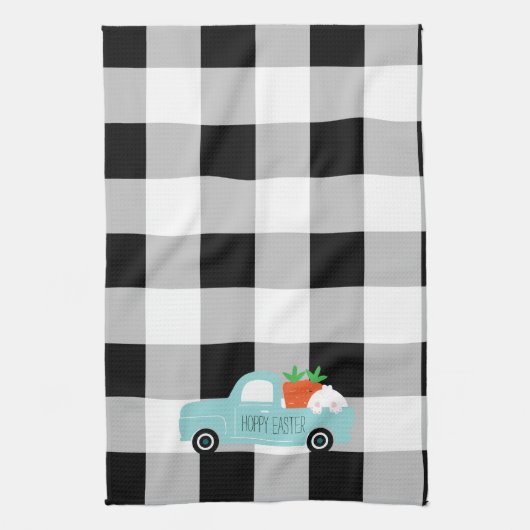 バニートラック付き農家イースターデコレーション キッチンタオル (縦)