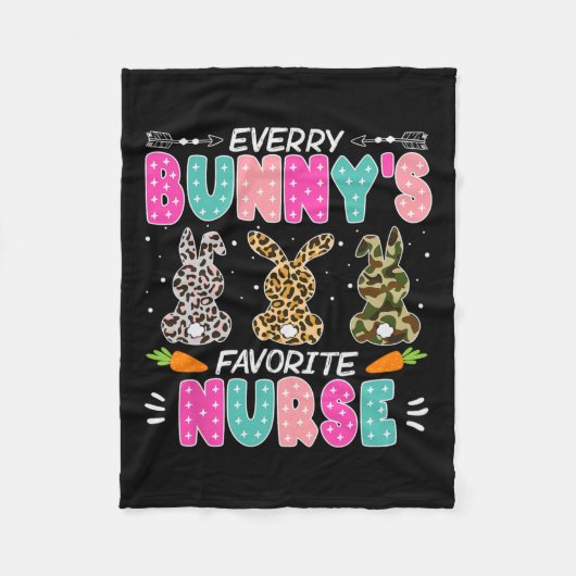 バニーナースおもしろいイースターデイ病院医療女性 フリースブランケット (正面)
