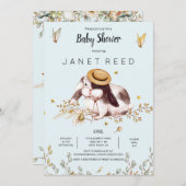 バニーハットカントリー素朴ベビーシャワー招待状 招待状 (正面/裏面)