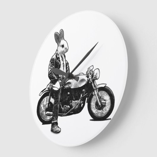 バニーバイクもしくは自転車に乗る人 ラージ壁時計 (傾斜)
