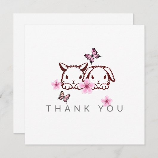 バニーバタフライさくらんぼブロッサムサンキューカード シーズンカード (正面/裏面)