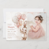 バニーバルーンイースター春1stバースデーフォト 招待状 (正面)