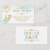 バニーバルーン代わりに本を持って来る赤ちゃんシャワー エンクロージャーカード (正面/裏面)