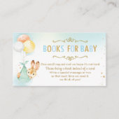 バニーバルーン代わりに本を持って来る赤ちゃんシャワー エンクロージャーカード (正面)