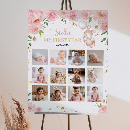 バニーバルーン誕生日フォトマイルストーンポスター ポスター